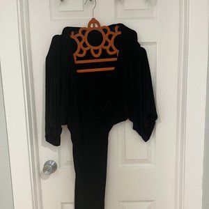 Black Bamboo Wrap Dress